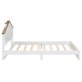 Full Size Wood Platform Bed With House Shaped Headboard And Built In Led, Walnut White Box Spring Not Required Full White Wood Bedroom Solid Wood Mdf