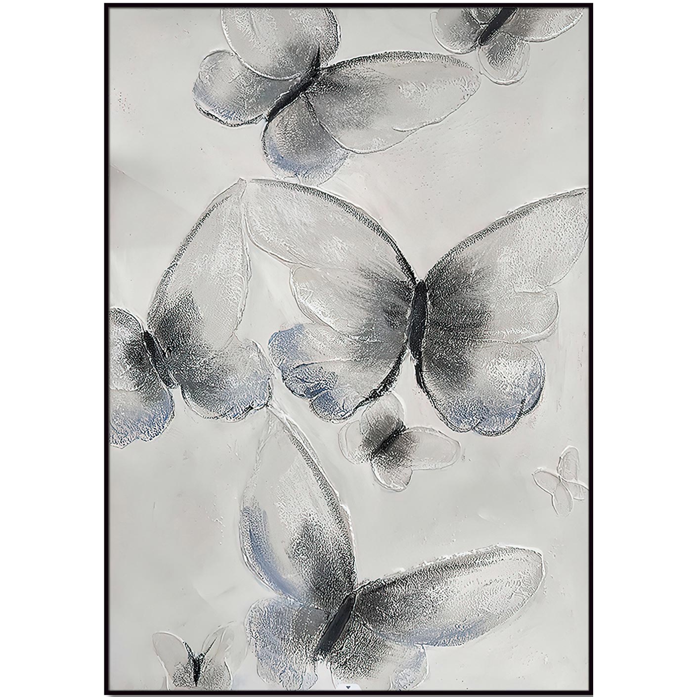 Home Hand Painted "Ethereal Butterfly Cascades" Oil Painting 28"H X 40"W Grey Black Canvas