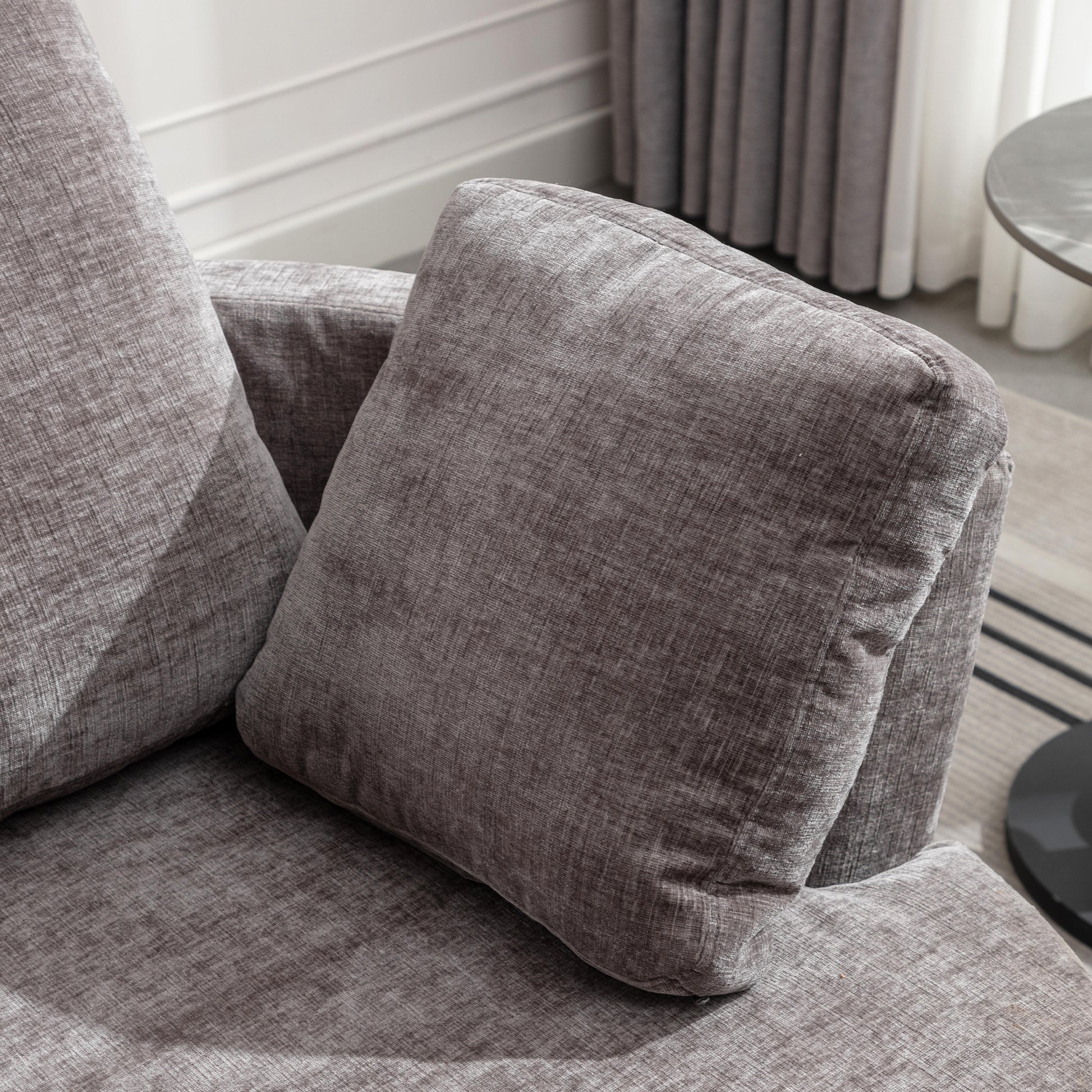 Oversize Round Swivel Chair Cozy Club 360 Degrees Swivel Sofa With 3 Pillows Chenille Fabric For Living Room Lounge Hotel 40.2D X 42.1W X 34.3H Inch Gray Mdf Steel