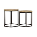 Natural And Black 2 Piece Nesting Table Brown Primary Living Space Farmhouse,Rustic Tabeltop Mango Coffee & End Tables Wood Hairpin
