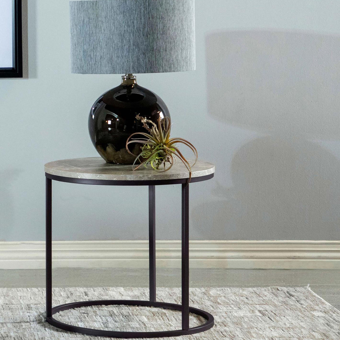 Grey And Gunmetal End Table Grey Primary Living Space Contemporary,Modern Tabeltop Round Coffee & End Tables Wood