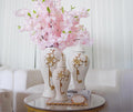 Ginger Jar With Steam Gold Flower White Ceramic