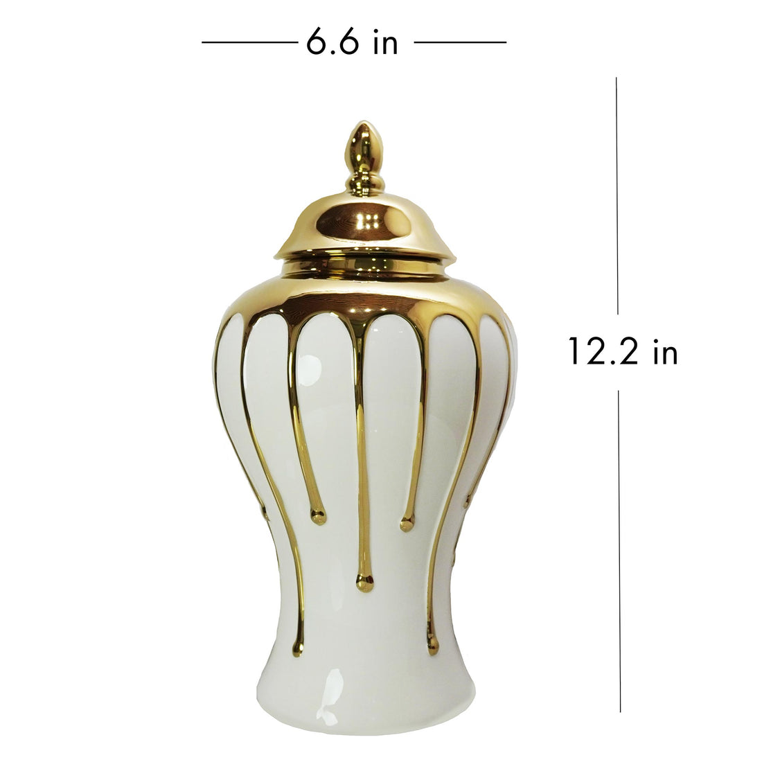 Exquisite White Gilded Ginger Jar With Removable Lid White Ceramic