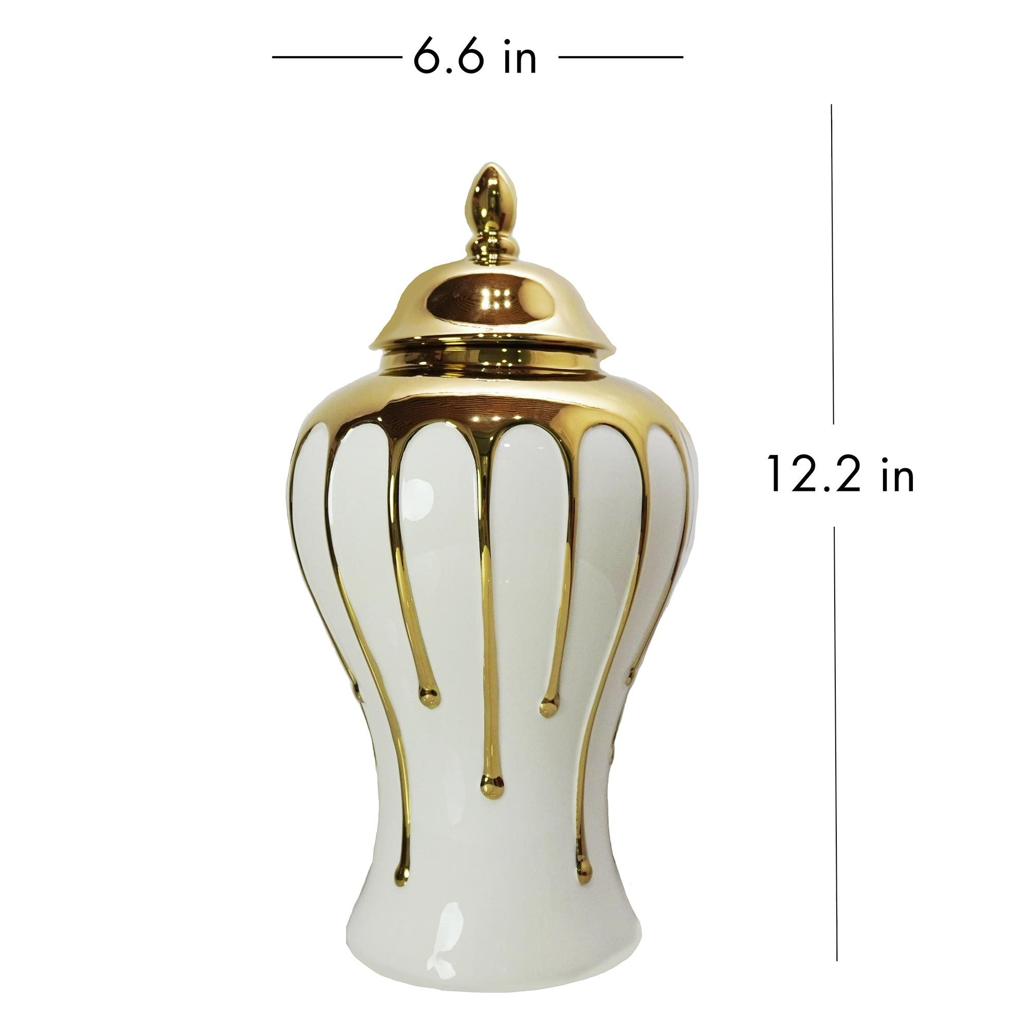 Exquisite White Gilded Ginger Jar with Removable Lid white-ceramic