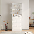 White Color Shoe Cabinet With 3 Doors 2 Drawers With Hanger,Pvc Door With Shape ,Large Space For Storage Freestanding 3 4 Spaces White Primary Living Space Adjustable Shelves American Design,American Traditional,Antique,Art Deco,Artsy Particle Board Mdf