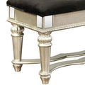 Metallic Platinum Upholestered Bench Silver Primary Living Space Rectangular Traditional Rubberwood Wood