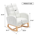 Accent Rocking Chair With Footrest High Back Rubber Wood Rocking Legs Bedroom Living Space26.77D X 38.36W X 39.76H Inch White Primary Living Space Casual Accent Chairs Rubberwood Foam Foam Spring