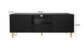 Tv Stand With Solid Ion Feet, Tv Console Table For Living Room, Bedroom Black Particle Board