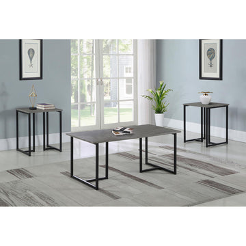 Weathered Grey And Black 3 Piece Occasional Set Grey Primary Living Space Transitional Tabeltop Rectangular Coffee & End Tables Powder Coated Metal