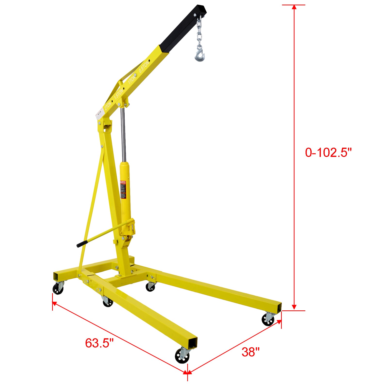 2 Ton Folding Engine Hoist Cherry Picker Shop Crane Hoist Lift, Heavy Duty Steel With 6 Iron Caster Wheels Yellow Yellow Steel