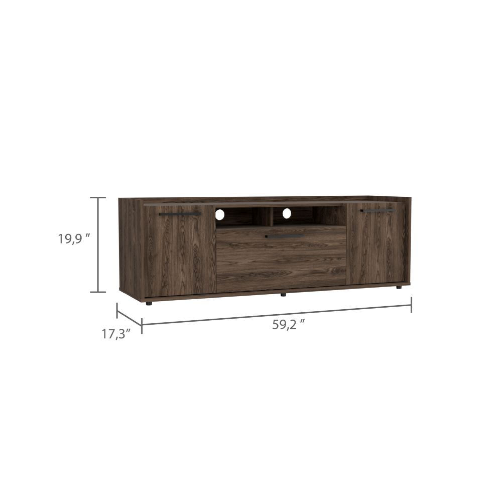 Lyon Tv Stand For Tv S Up 55", One Cabinet, Double Door Dark Walnut Brown Primary Living Space 50 59 Inches 50 59 Inches Modern 55 Inches Particle Board Particle Board