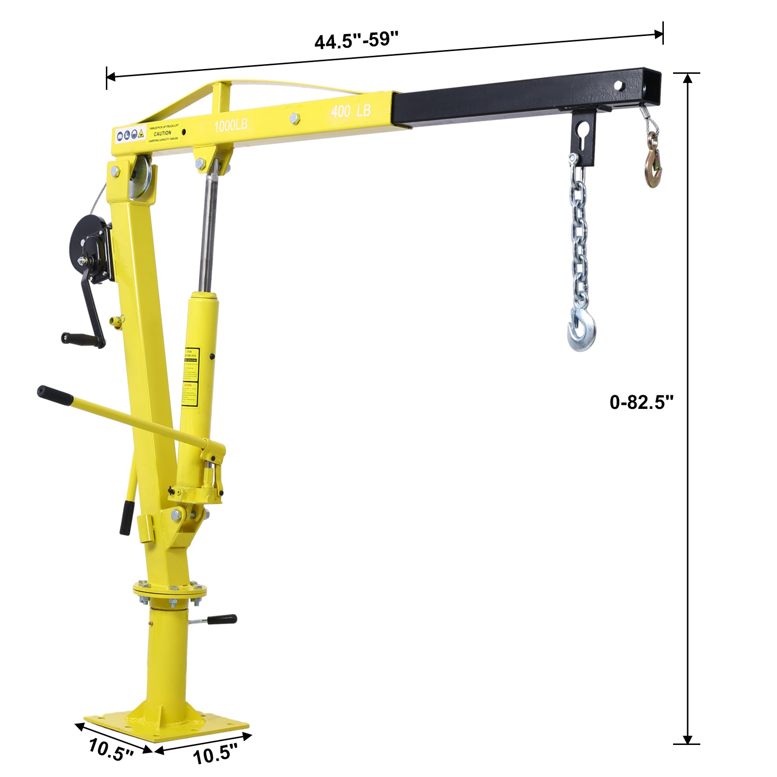 Hydraulic Pickup Truck Crane With Hand Winchpickup Truck Bed Hoist Jib Crane 1000 Lb. Capacity Yellow Steel