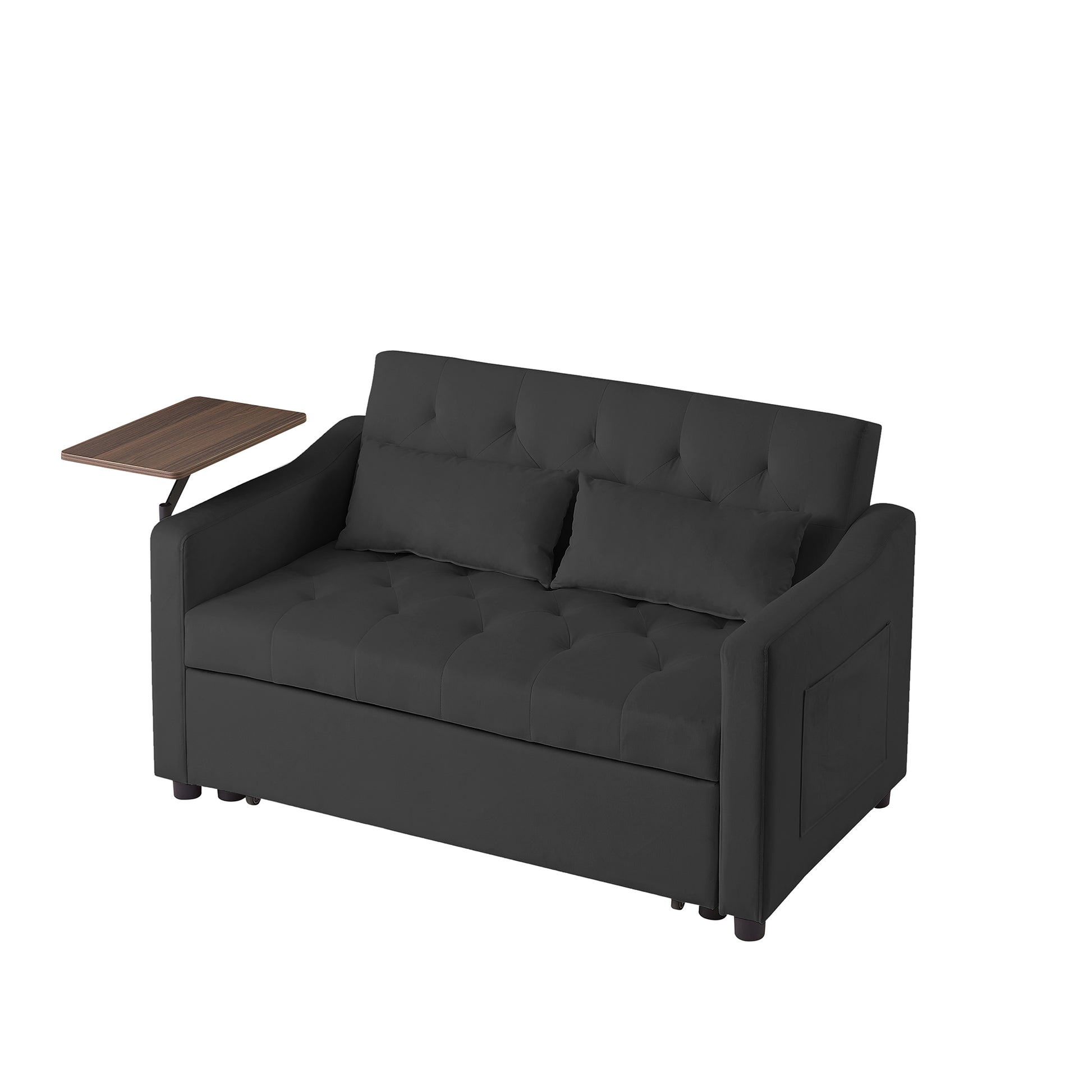 Black Velvet Sofa Bed Black Velvet Wood Tufted Back Foam Velvet 2 Seat