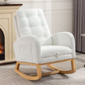 Accent Rocking Chair With Footrest High Back Rubber Wood Rocking Legs Bedroom Living Space26.77D X 38.36W X 39.76H Inch White Primary Living Space Casual Accent Chairs Rubberwood Foam Foam Spring
