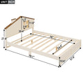 Full Size Wood Platform Bed With House Shaped Headboard And Built In Led, Walnut Milk White Box Spring Not Required Full White Wood Bedroom Solid Wood Mdf