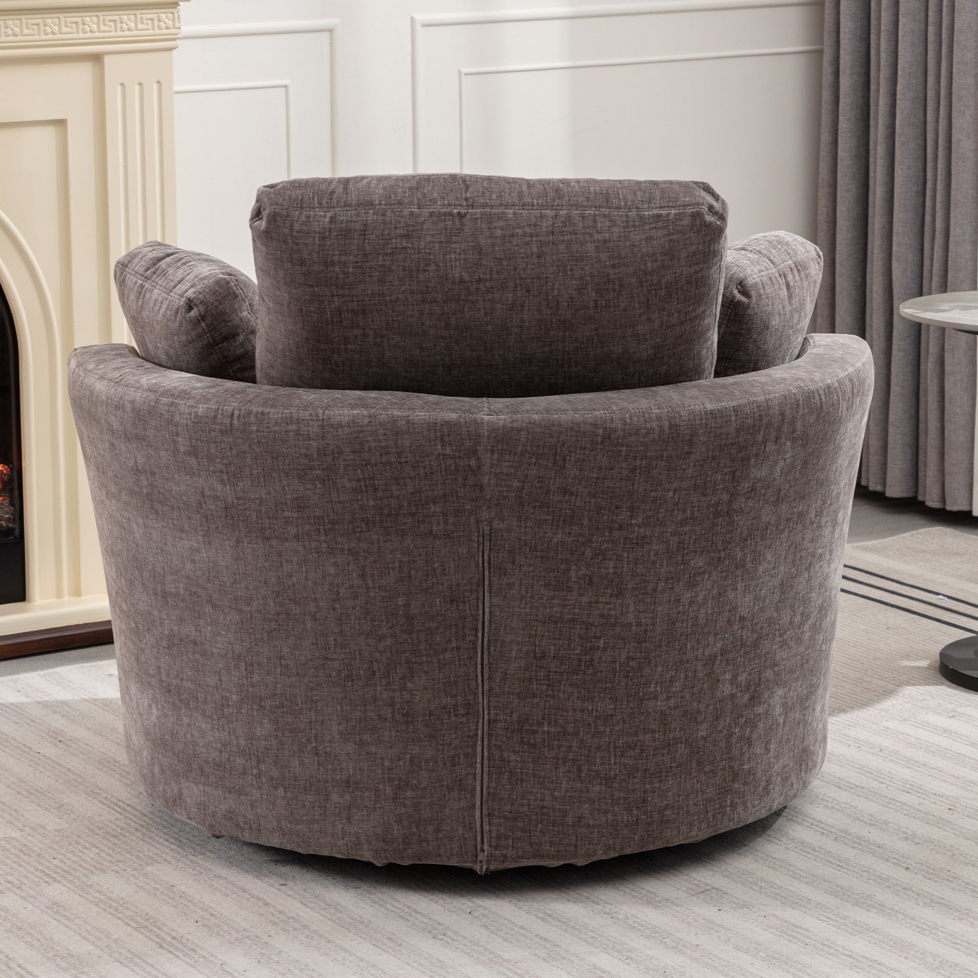 Oversize Round Swivel Chair Cozy Club 360 degrees gray-mdf+steel