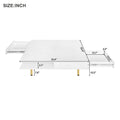 Exquisite High Gloss Coffee Table With 4 Golden Legs And 2 Small Drawers, 2 Tier Square Center Table For Living Room, White White Primary Living Space Particle Board