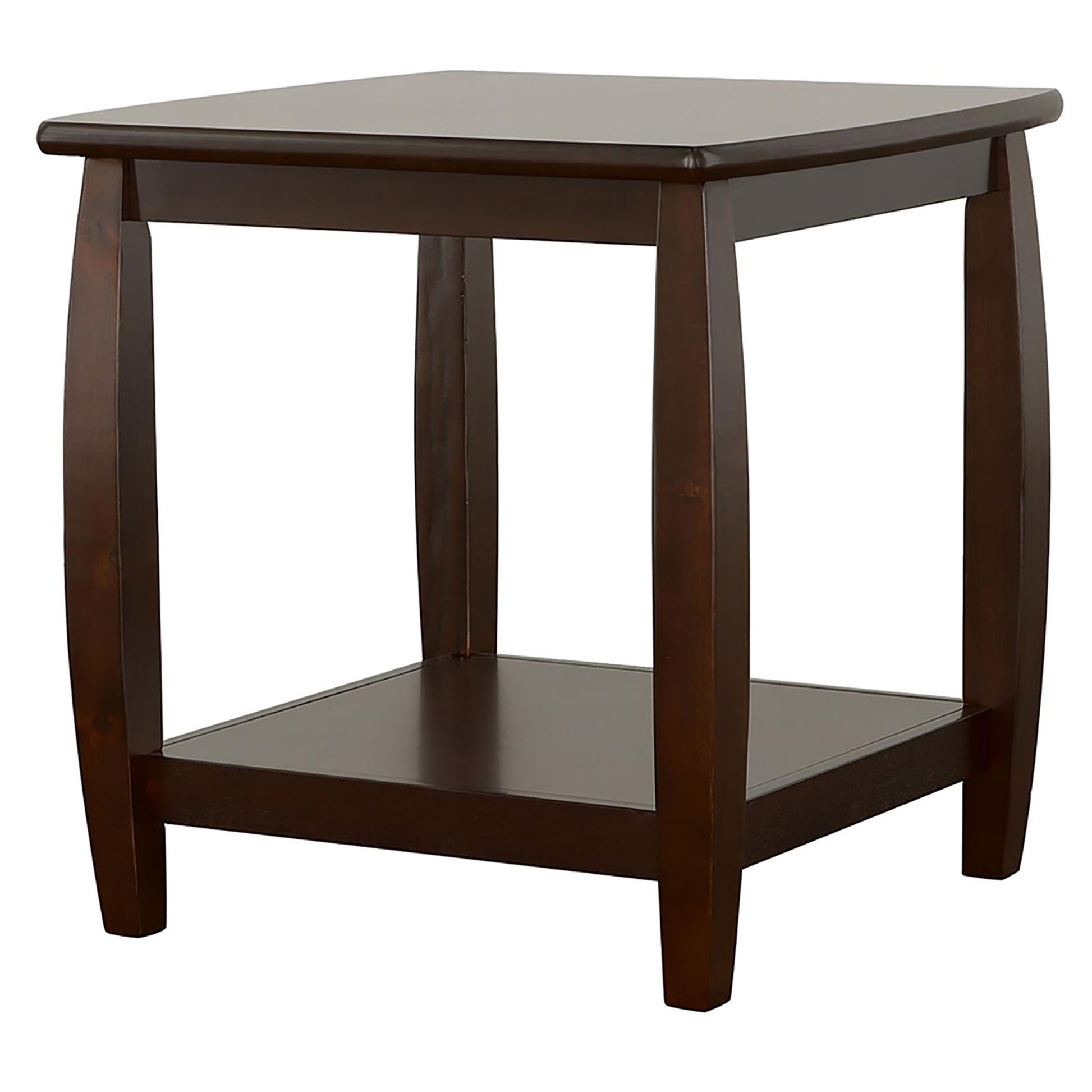 Cappuccino Square End Table Brown Primary Living Space Transitional Square Shelves Coffee & End Tables Wood