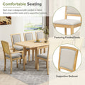 Rustic Extendable 84Inch Dining Table Set With 24Inch Removable Leaf6 Upholstered Armless Dining Chairs And 2 Padded Arm Chairs, 9 Pieces, Natural Wood Dining Room Extendable Rubberwood Rectangular Dining Table With Chair Upholstered Chair Wood Natural