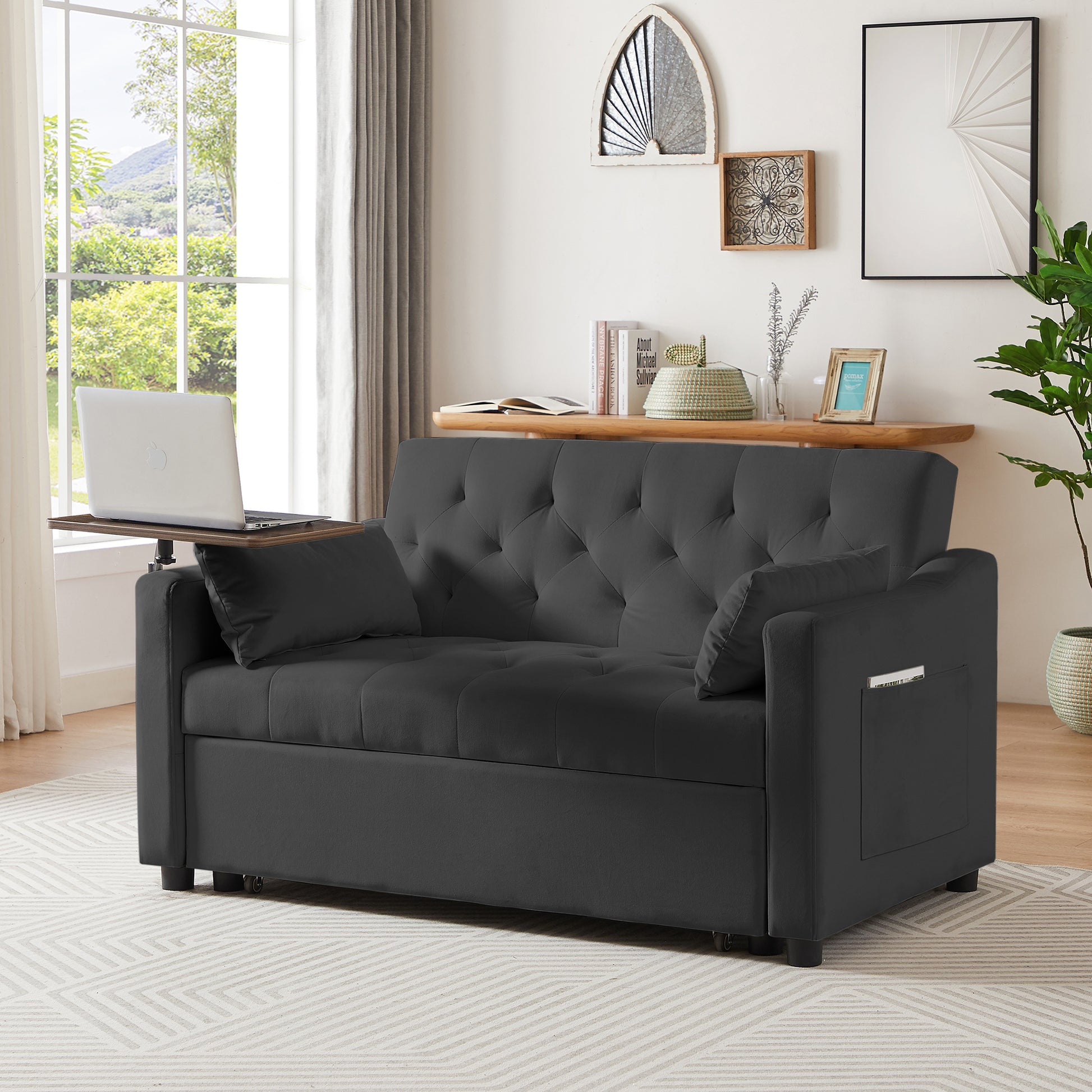 Black Velvet Sofa Bed Black Velvet Wood Tufted Back Foam Velvet 2 Seat