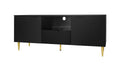 Tv Stand With Solid Ion Feet, Tv Console Table For Living Room, Bedroom Black Particle Board