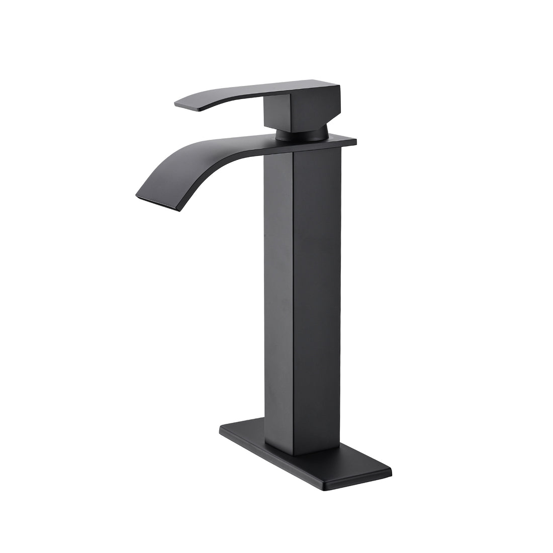 Waterfall Spout Single Handle Bathroom Sink Faucet Matte Black Stainless Steel