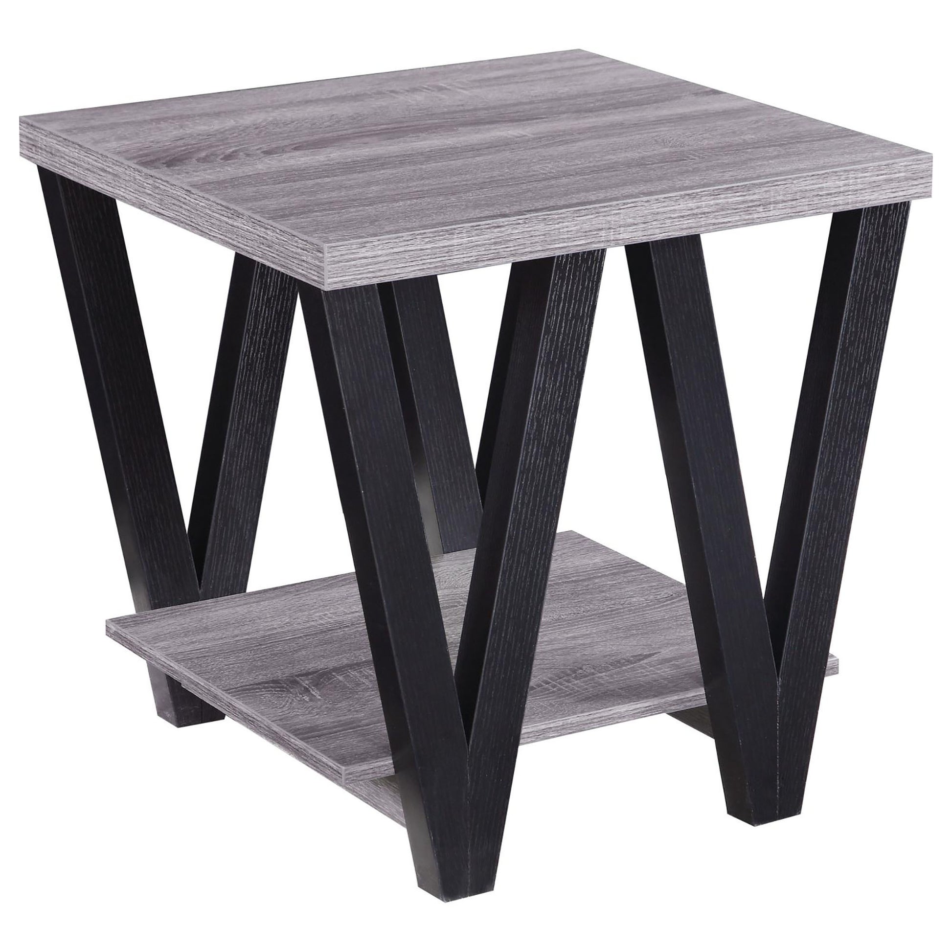 Black And Grey Angled Leg End Table Grey Primary Living Space Contemporary,Modern Tabeltop Rectangular Shelves Coffee & End Tables Wood