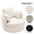 Oversize Round Swivel Chair Cozy Club 360 Degrees Swivel Sofa With 3 Pillowsfabric For Living Room Lounge Hotel 40.2D X 42.1W X 34.3H Inch Beige Mdf Steel