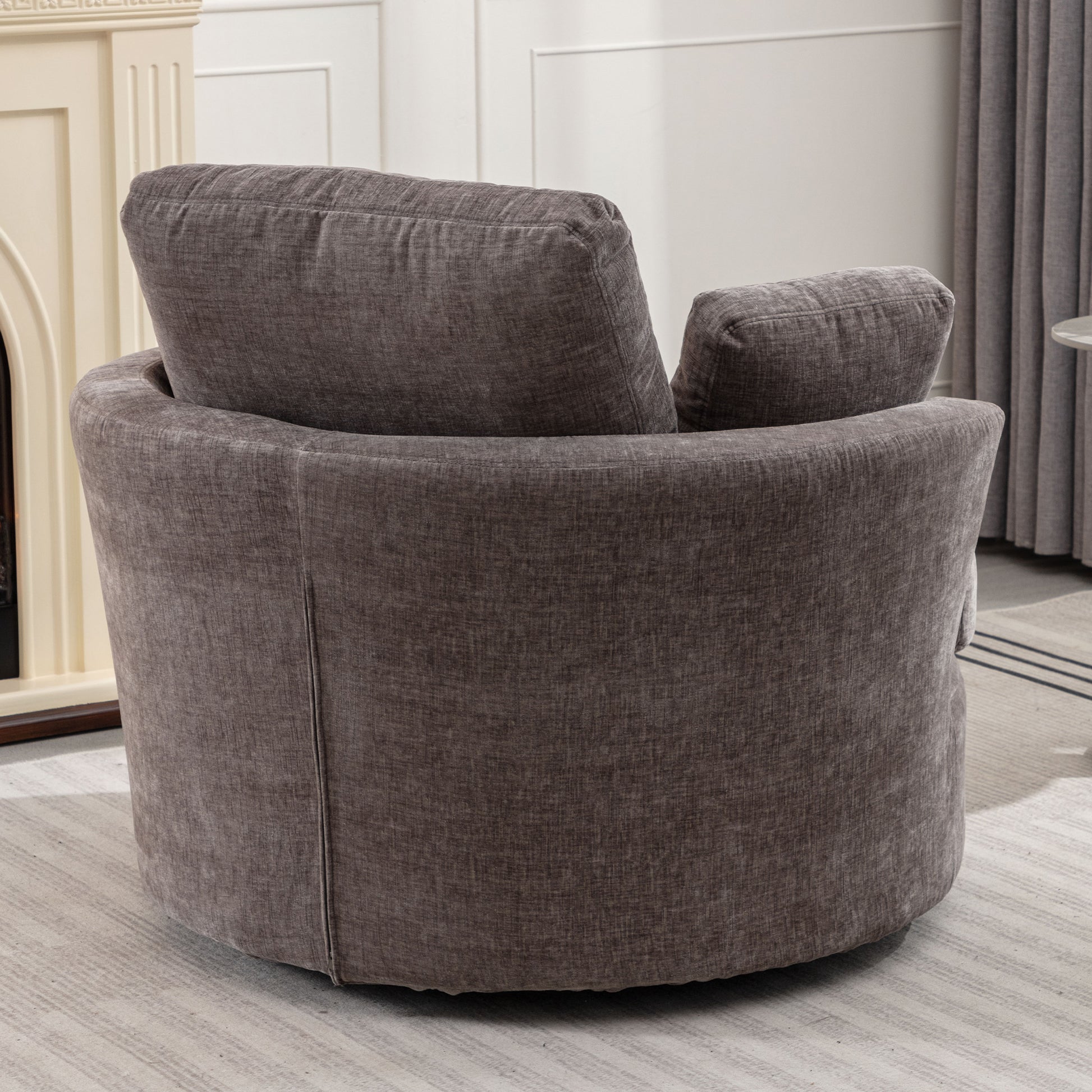 Oversize Round Swivel Chair Cozy Club 360 Degrees Swivel Sofa With 3 Pillows Chenille Fabric For Living Room Lounge Hotel 40.2D X 42.1W X 34.3H Inch Gray Mdf Steel