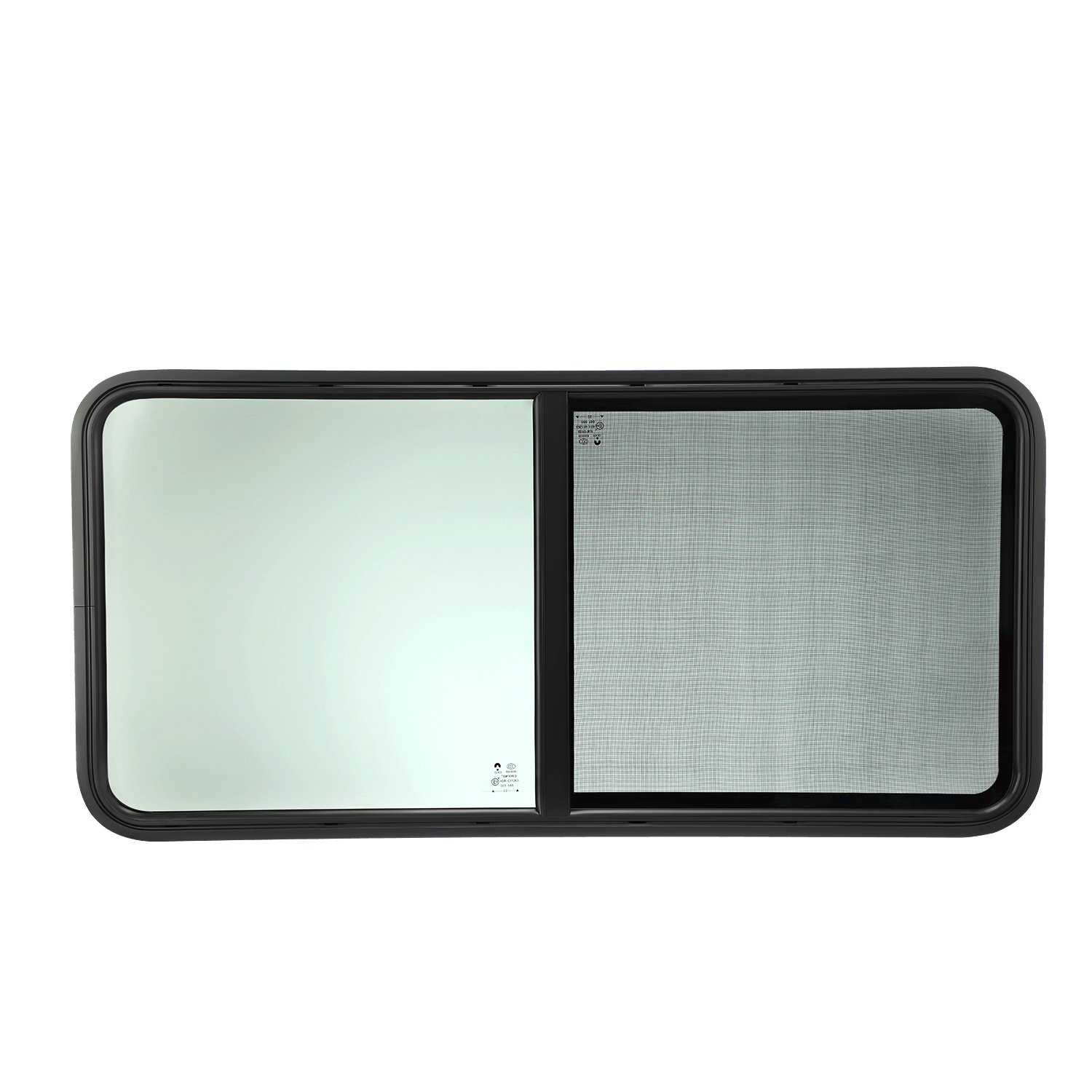 49.5" Width X 23.5" Height Horizontal Slider RV Window black-iron