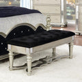 Metallic Platinum Upholestered Bench Silver Primary Living Space Rectangular Traditional Rubberwood Wood