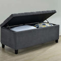 Charcoal Storage Bench Tufted Grey Polyester Primary Living Space Grey Transitional Flip Top Foam Upholstered