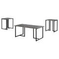 Weathered Grey And Black 3 Piece Occasional Set Grey Primary Living Space Transitional Tabeltop Rectangular Coffee & End Tables Powder Coated Metal