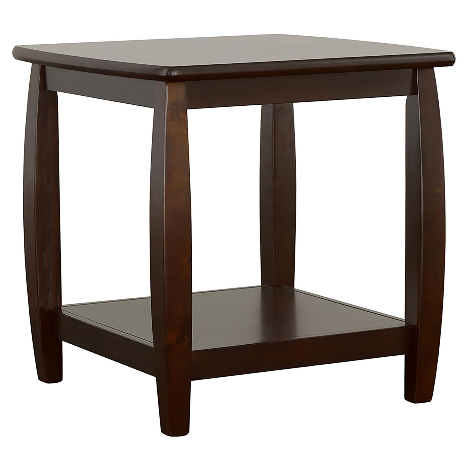 Cappuccino Square End Table Brown Primary Living Space Transitional Square Shelves Coffee & End Tables Wood