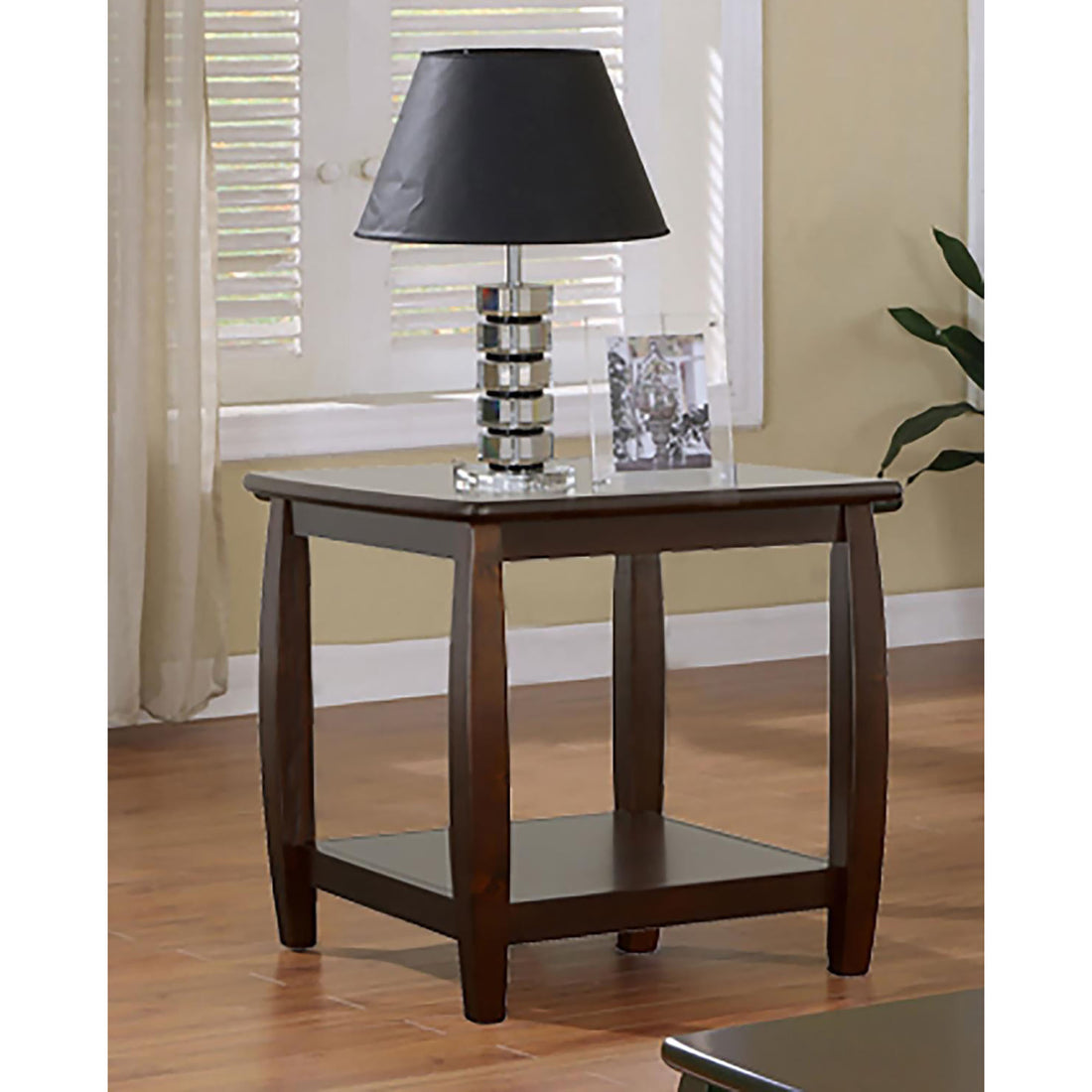 Cappuccino Square End Table Brown Primary Living Space Transitional Square Shelves Coffee & End Tables Wood