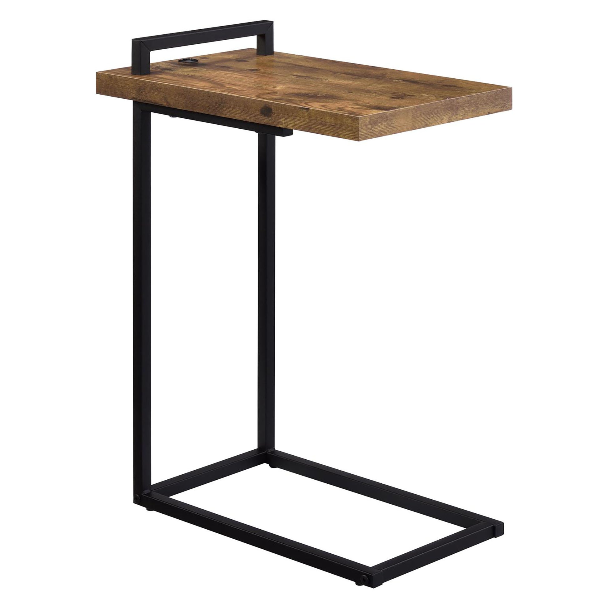 Antique Nutmeg And Black C Table With Usb Charging Port Brown Built In Outlets Or Usb Primary Living Space Industrial Tabeltop Rectangular Coffee & End Tables Metal