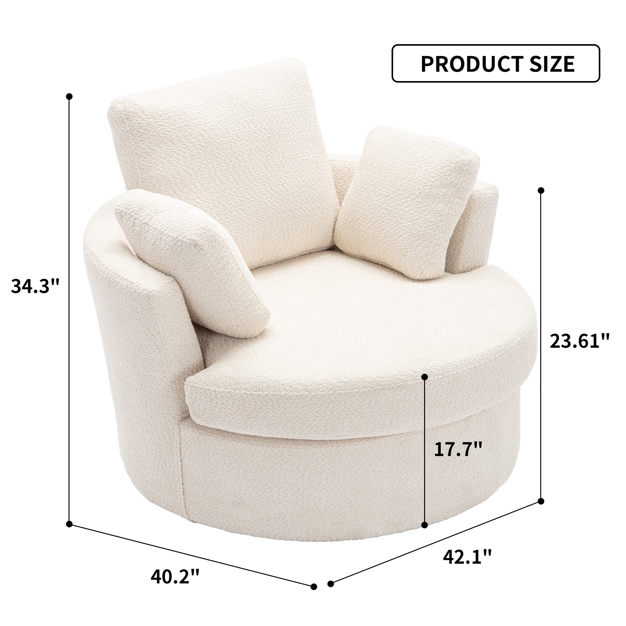 Oversize Round Swivel Chair Cozy Club 360 degrees beige-mdf+steel