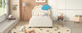 Twin Size Upholstered Platform Bed With Cloud Shaped Headboard And Embedded Light Stripe, Velvet, Beige Beige Velvet