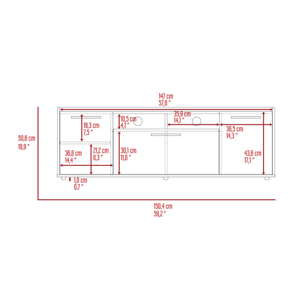 Tv Stand For Tv S Up 60", Double Door Cabinets, One Flexible Cabinet, Dark Walnut Brown 60 69 Inches Particle Board Particle Board