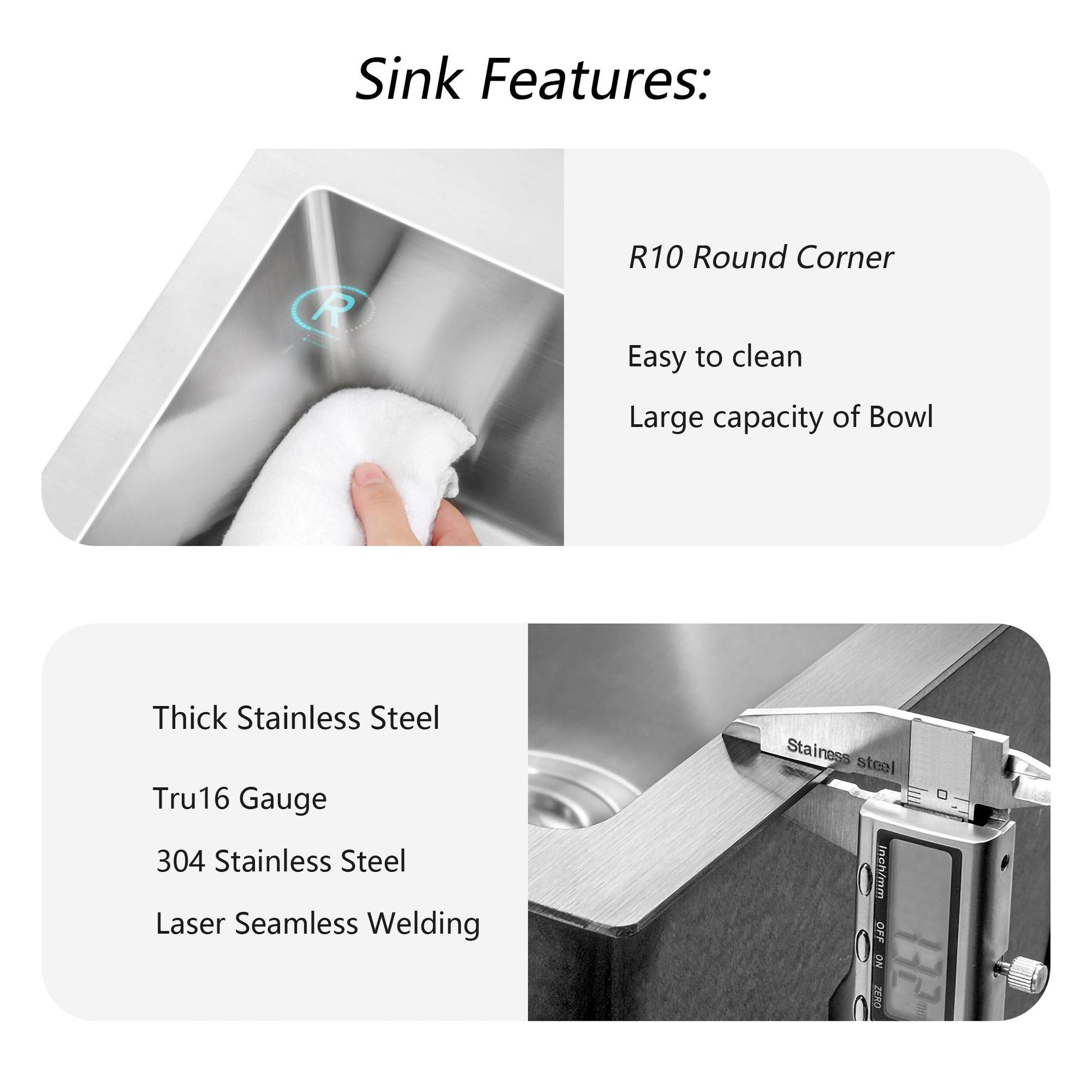 Stainless Steel Drop In Kitchen Sink 15 Inch Drop In Topmount Sinks 16 Gauge 15X15X9" Brushed Nickel Stainless Steel