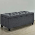 Charcoal Storage Bench Tufted Grey Polyester Primary Living Space Grey Transitional Flip Top Foam Upholstered