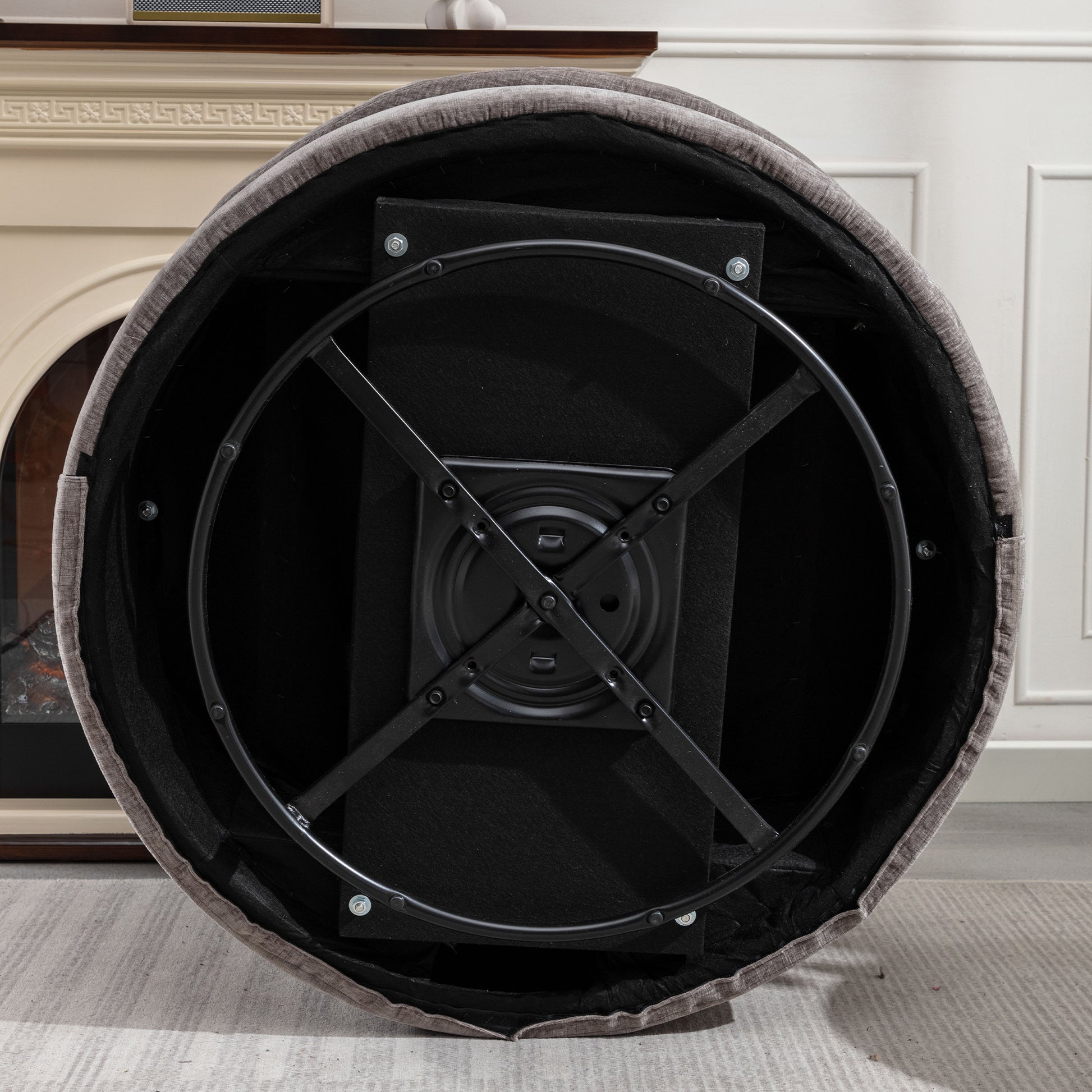 Oversize Round Swivel Chair Cozy Club 360 Degrees Swivel Sofa With 3 Pillows Chenille Fabric For Living Room Lounge Hotel 40.2D X 42.1W X 34.3H Inch Gray Mdf Steel