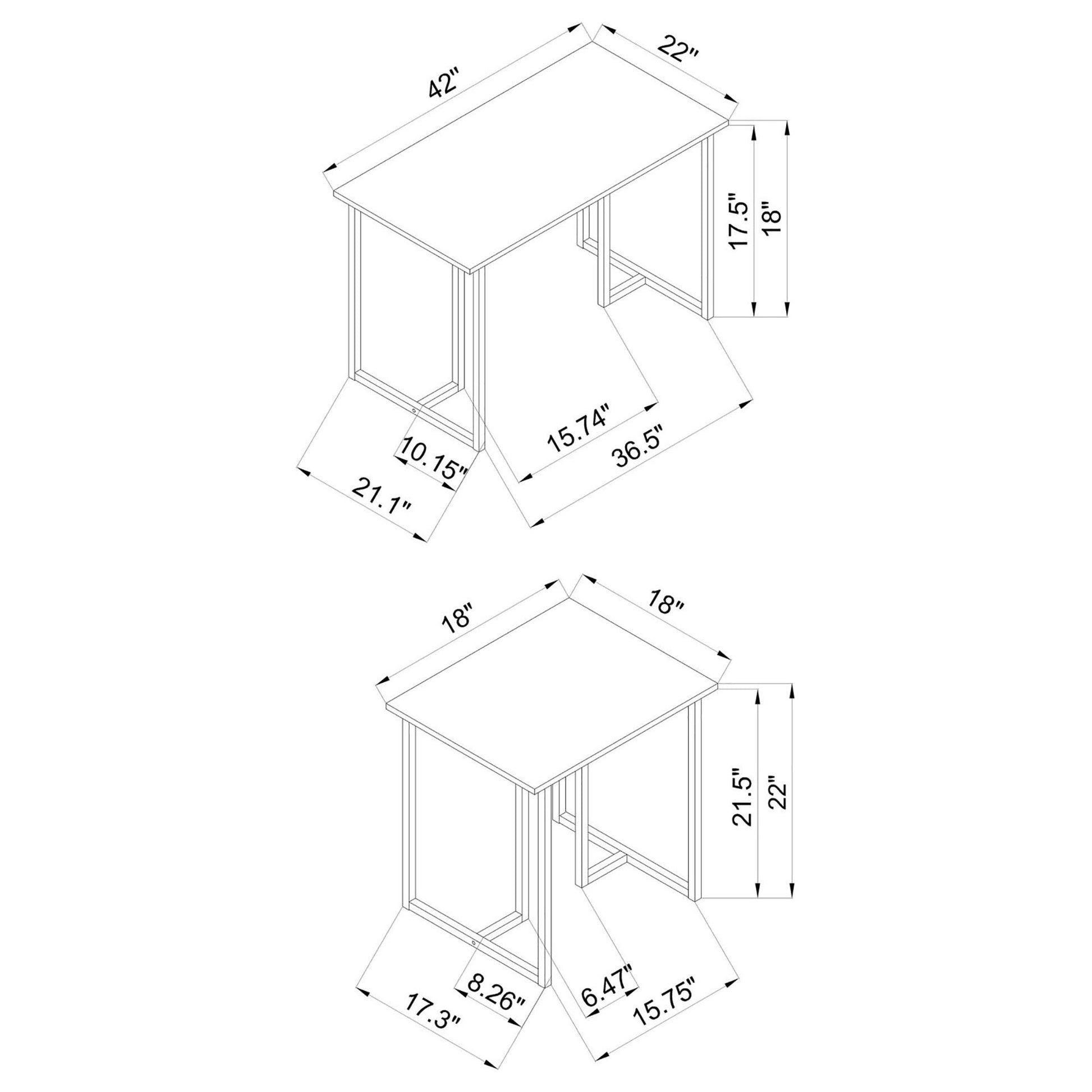 Weathered Grey And Black 3 Piece Occasional Set Grey Primary Living Space Transitional Tabeltop Rectangular Coffee & End Tables Powder Coated Metal