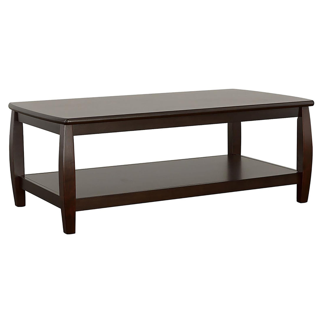 Cappuccino Rectangular Coffee Table Brown Primary Living Space Transitional Rectangular Shelves Coffee & End Tables Wood