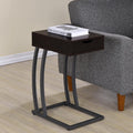 Cappuccino And Gunmetal Hi Tech Accent Table Brown Built In Outlets Or Usb Primary Living Space Contemporary,Modern Rectangular Drawers Coffee & End Tables Wood