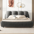 King Size Luxury Upholstered Bed With Thick Headboard, Velvet King Bed With Oversized Padded Backrest, Gray Expect Arrive Date 2024 3 15 King Gray Velvet