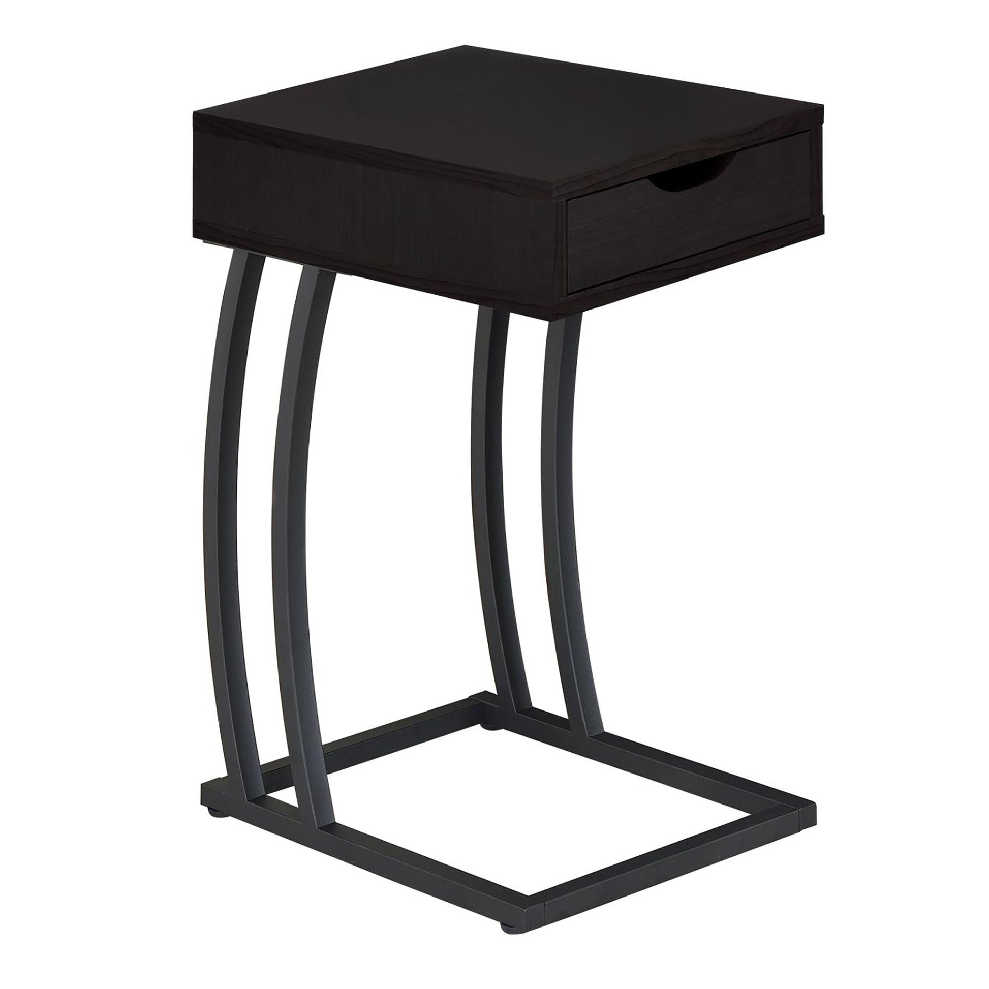 Cappuccino And Gunmetal Hi Tech Accent Table Brown Built In Outlets Or Usb Primary Living Space Contemporary,Modern Rectangular Drawers Coffee & End Tables Wood