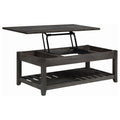 Grey Lift Top Coffee Table Grey Gray Primary Living Space Transitional Pine Rectangular Shelves Coffee & End Tables Wood