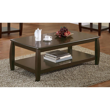 Cappuccino Rectangular Coffee Table Brown Primary Living Space Transitional Rectangular Shelves Coffee & End Tables Wood