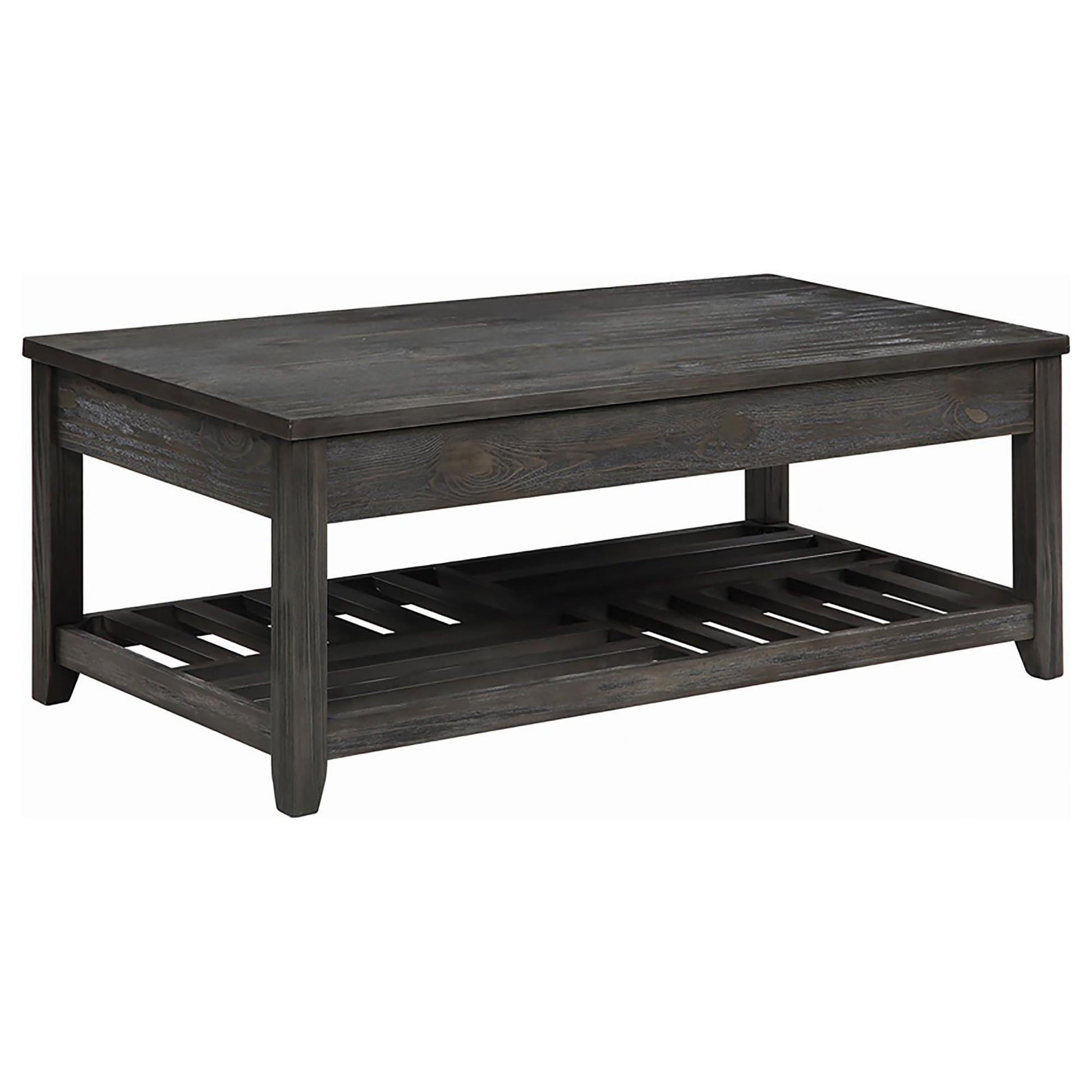 Grey Lift Top Coffee Table Grey Gray Primary Living Space Transitional Pine Rectangular Shelves Coffee & End Tables Wood